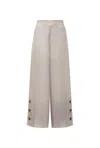 James Lakeland Women's Neutrals Taupe Linen Button Trousers