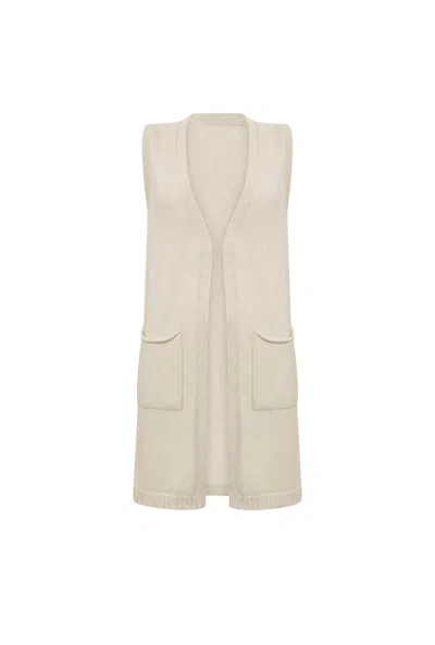 James Lakeland Women's Neutrals White Knitted Gilet