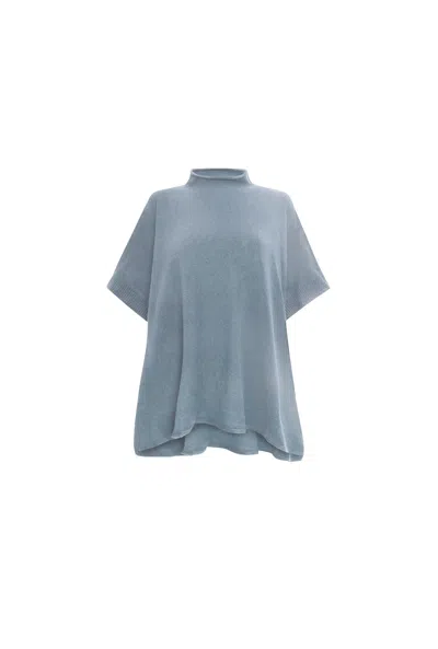 James Lakeland Women's Pale Blue Side Button Poncho