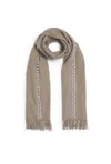 James Lakeland Women's Pale Grey Pearl Detail Scarf In Brown