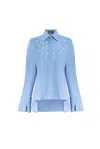 James Lakeland Women's Pearl Detail Shirt Pale Blue In Blue