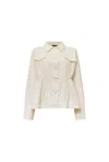 James Lakeland Women's Peplum White Denim Jacket In White