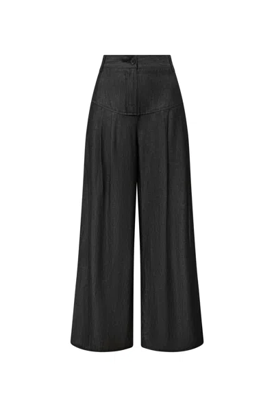 James Lakeland Women's Pin Tuck Black Denim Trousers