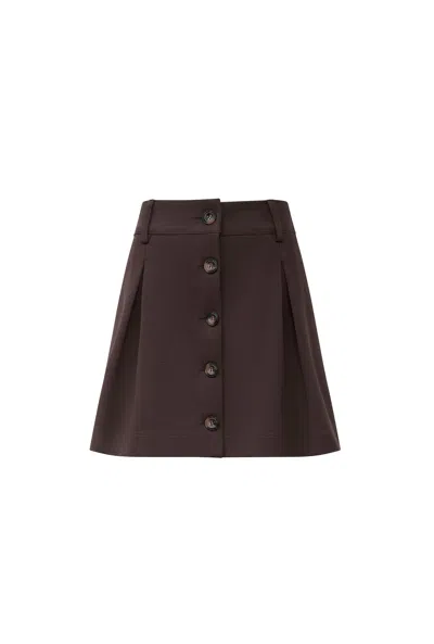 James Lakeland Women's Pin Tuck Brown Button Skirt