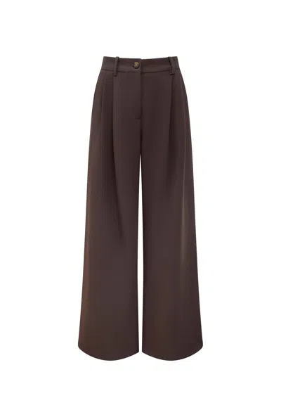 James Lakeland Women's Pin Tuck Brown Trousers