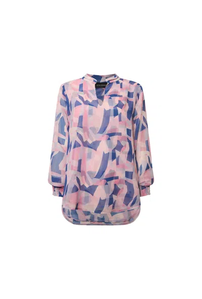 James Lakeland Women's Pink Mosaic Print Blouse
