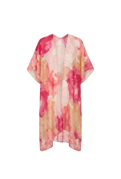 James Lakeland Women's Pink Peony Print Kaftan In Multi