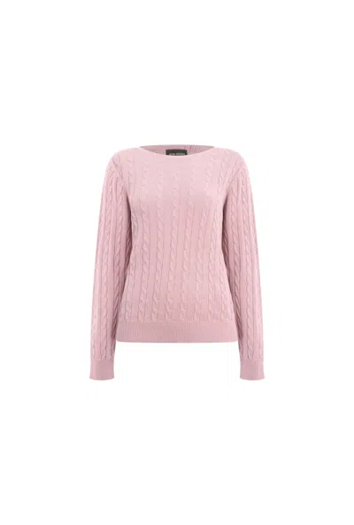 James Lakeland Women's Pink / Purple Cable Knit Jumper Pale Pink In Pink/purple