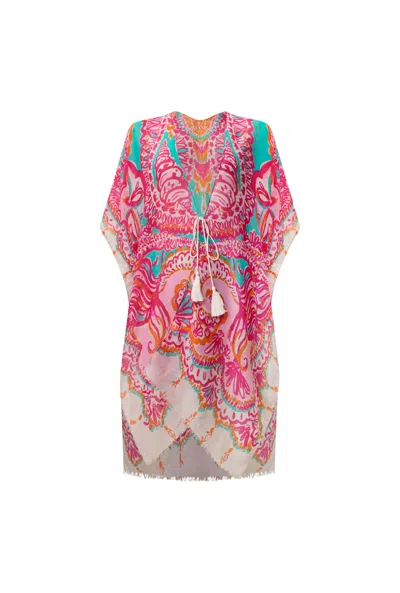 James Lakeland Women's Pink / Purple Ethnic Print Pink Kaftan