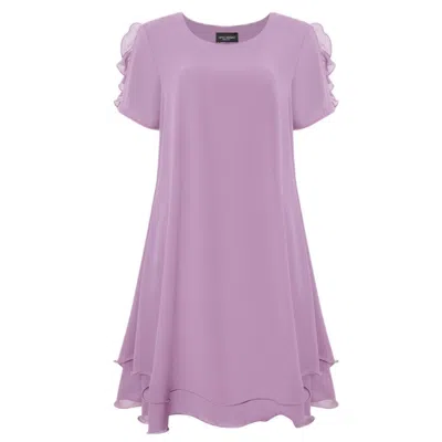 James Lakeland Women's Pink / Purple Short Sleeve Wave Hem Dress Lilac In Pink/purple