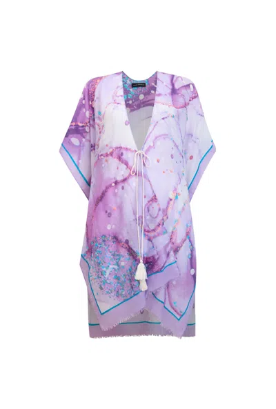 James Lakeland Women's Pink / Purple Water Marble Detail Kaftan Pink In Pink/purple