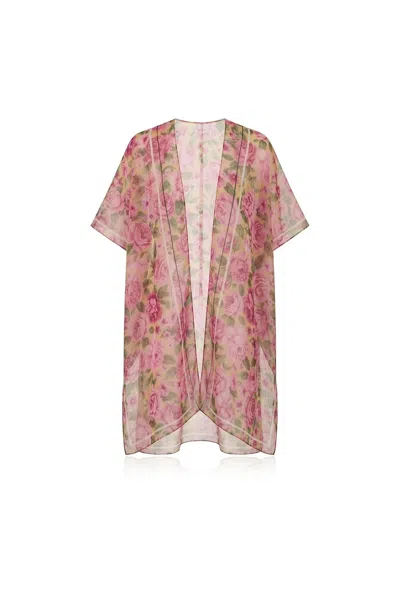 James Lakeland Women's Pink Rose Print Kaftan