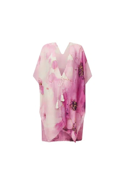 James Lakeland Women's Pink Watercolour Floral Kaftan In Multi