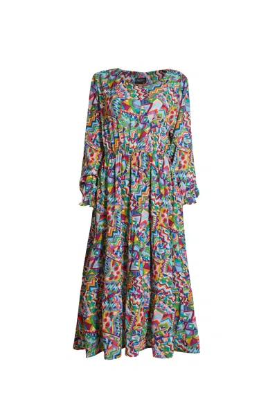 James Lakeland Women's Printed Round Neck Tiered Midi Dress In Multi