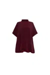 James Lakeland Women's Red Burgundy Button Poncho In Red