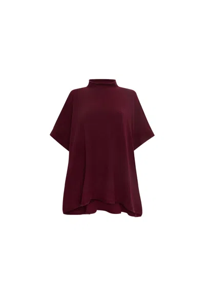 James Lakeland Women's Red Burgundy Button Poncho