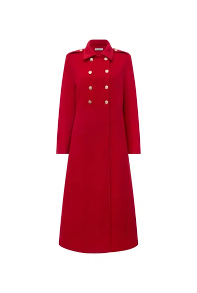 James Lakeland Women's Red Long Military Coat