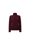 James Lakeland Women's Red Wine Polo Neck Jumper In Red