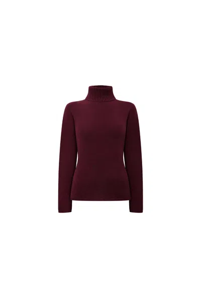 James Lakeland Women's Red Wine Polo Neck Jumper