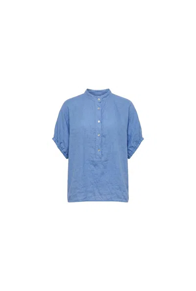 James Lakeland Women's Relaxed Blue Linen Blouse