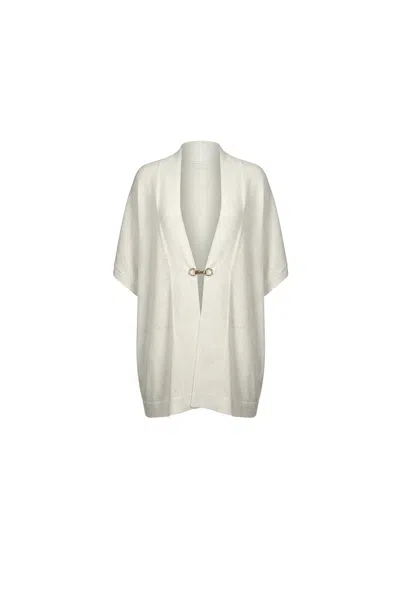 James Lakeland Women's Relaxed Clasp Front Cover-up - White