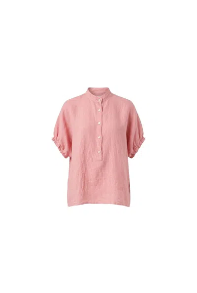 James Lakeland Women's Relaxed Pink Linen Blouse