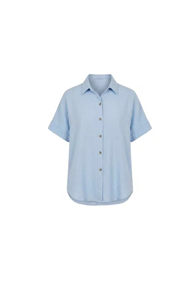 James Lakeland Women's Relaxed Short Sleeve Blouse – Powder Blue