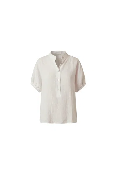 James Lakeland Women's Relaxed White Linen Blouse