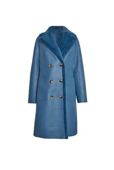 James Lakeland Women's Reversible Faux Leather Coat Blue