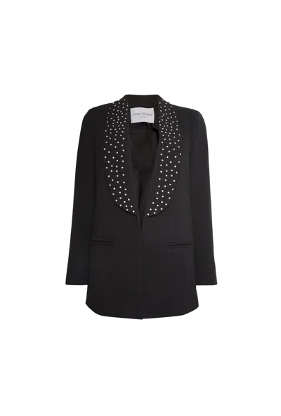 James Lakeland Women's Rhinestone Shawl Lapel Jacket Black