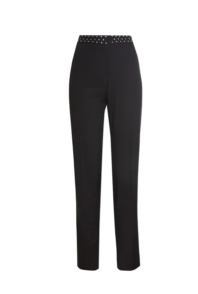 James Lakeland Women's Rhinestone Waist Pin Tuck Trousers Black