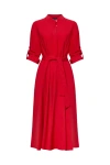 James Lakeland Women's Roll Sleeve Midi Dress Red In Red