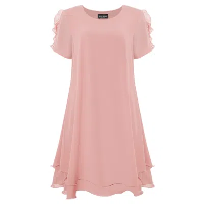 James Lakeland Women's Rose Gold Short Sleeve Wave Hem Dress Pale Pink