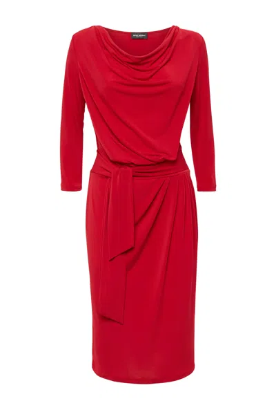 James Lakeland Women's Ruched Belt Dress  - Red