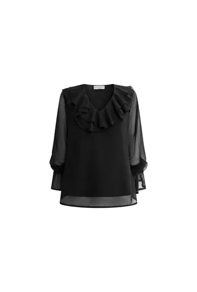 James Lakeland Women's Ruffle Blouse - Black