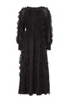 James Lakeland Women's Ruffle Chiffon Maxi Dress - Black In Black