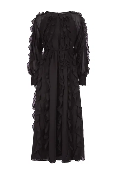 James Lakeland Women's Ruffle Chiffon Maxi Dress - Black