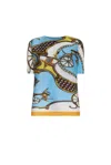 James Lakeland Women's Scarf Pattern Pleated Top