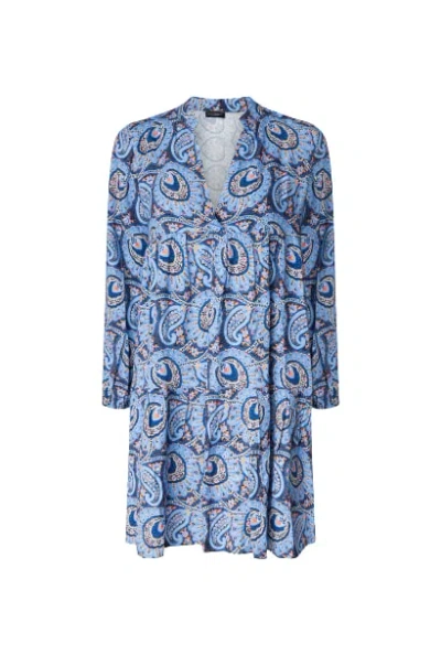 James Lakeland Women's Short Paisley V-neck Dress - Blue