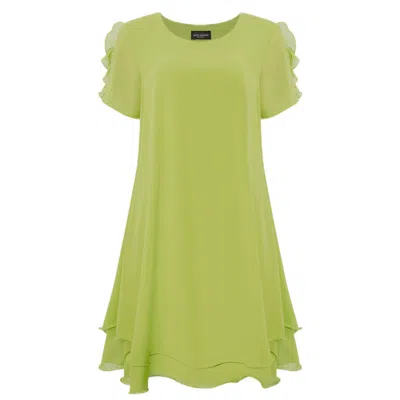 James Lakeland Women's Green Short Sleeve Wave Hem Dress Lime