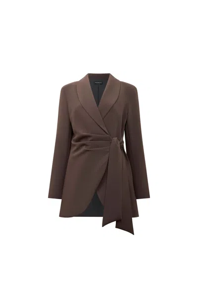 James Lakeland Women's Side Brown Sash Blazer