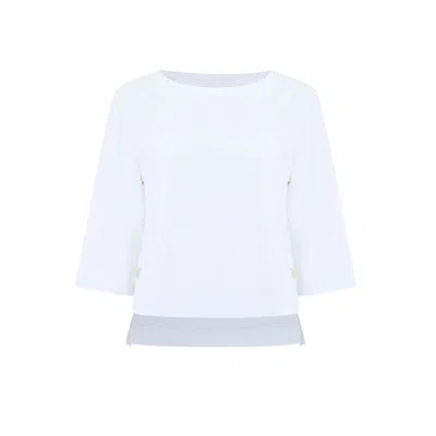 James Lakeland Women's Side Button Top White