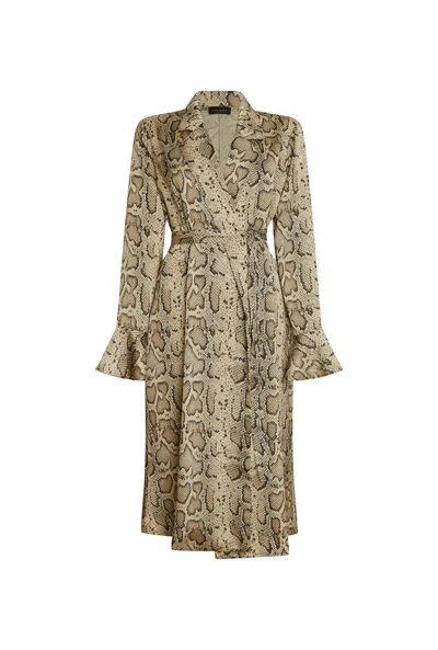 James Lakeland Women's Snake Brown Wrap Dress