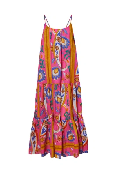 James Lakeland Women's Strappy Tiered Printed Midi Dress In Pink