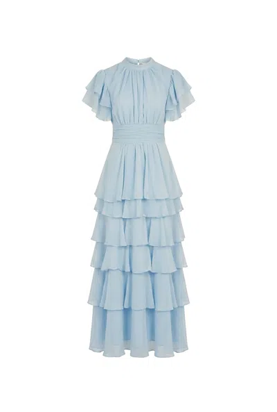 James Lakeland Women's Tiered Ruffle Maxi Dress – Pale Blue