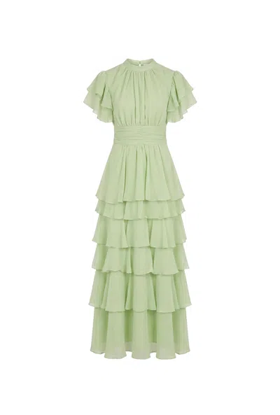 James Lakeland Women's Tiered Ruffle Maxi Dress – Sage Green