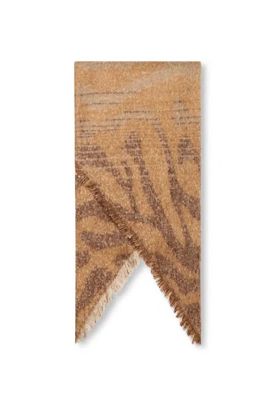 James Lakeland Women's Tiger Print Brown Scarf