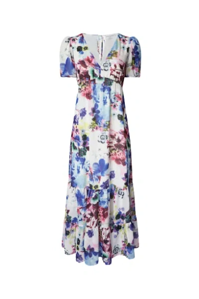 James Lakeland Women's V-neck Floral Midi Dress Blue