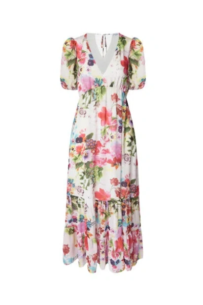James Lakeland Women's V-neck Floral Midi Dress White