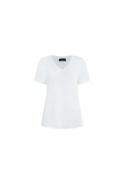 James Lakeland Women's V-neck White T-shirt